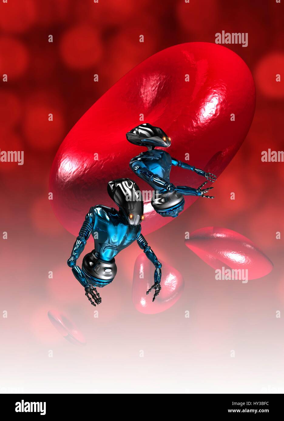 Robtic Blood Color Nanobots and red blood cell, illustration Stock Photo - Alamy