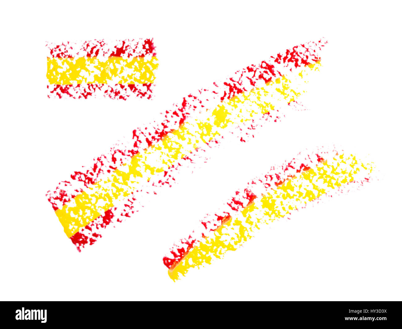 Spain flag face paint stick for football funs three strokes isolated on white Stock Photo