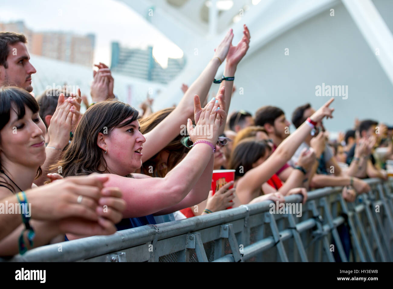 VALENCIA, SPAIN - JUN 11: The crowd at Festival de les Arts on June 11, 2016 in Valencia, Spain. Stock Photo