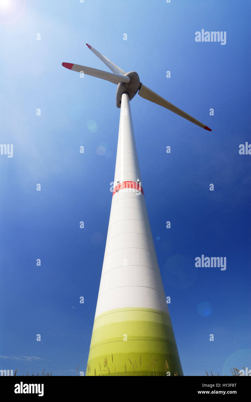 Enercon wind park with the wind turbine E-126 in Altenwerder, Hamburg, Germany, Europe, Enercon Windpark mit dem Windrad E-126 in Altenwerder, Deutsch Stock Photo