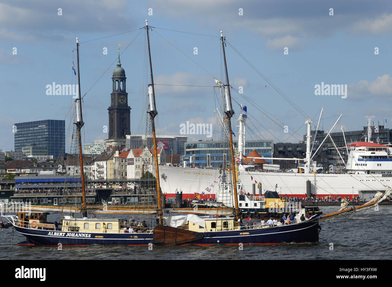 Sailing ship Albert Johannes on the harbour birthday in 2009 in Hamburg, Germany, Europe, Segelschiff Albert Johannes auf dem Hafengeburtstag 2009 in  Stock Photo