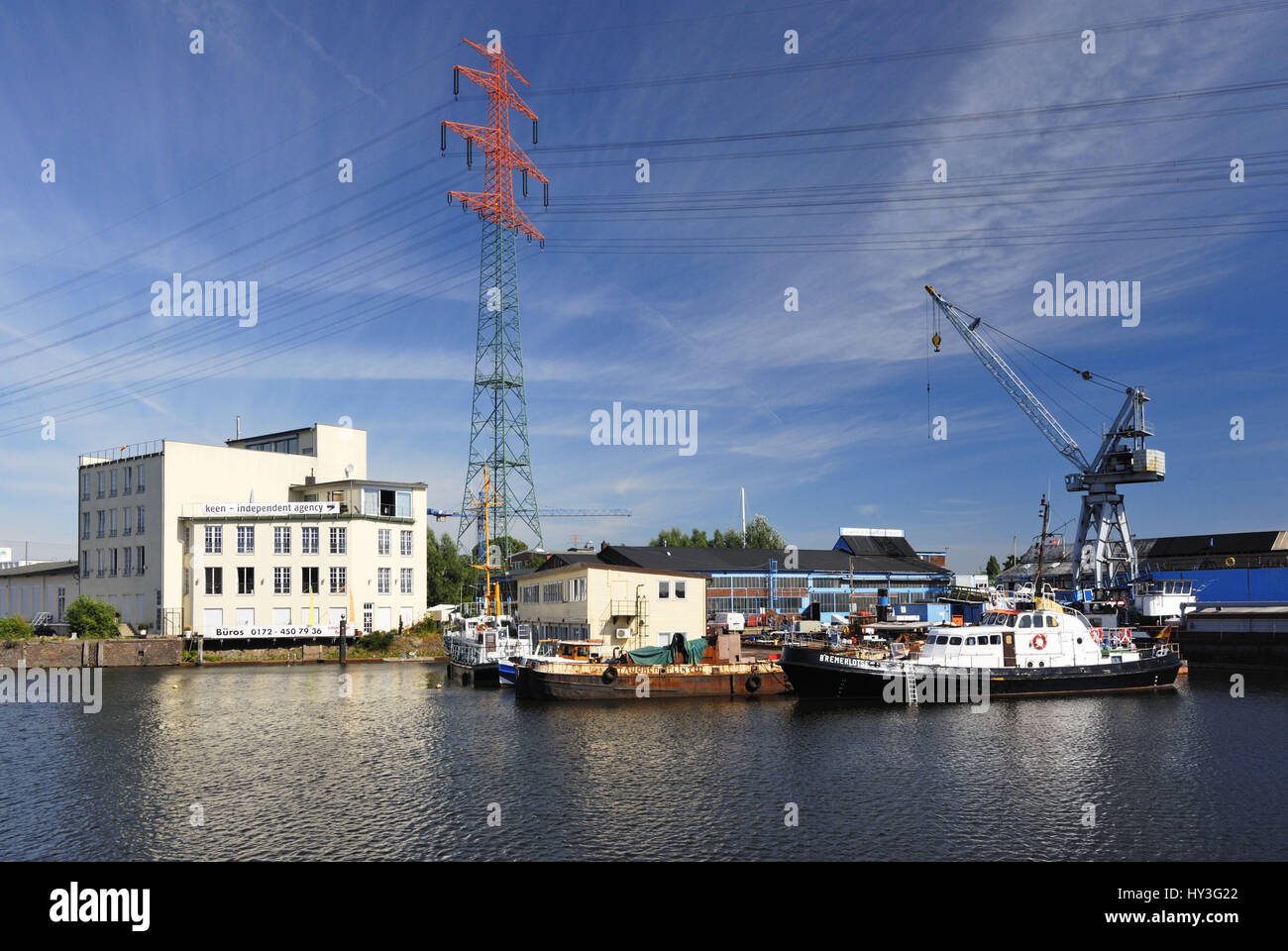 Pilot's canal in the Harburger inland harbour in castle Har, Hamburg, Germany, Europe, Lotsekanal im Harburger Binnenhafen in Harburg, Deutschland, Eu Stock Photo