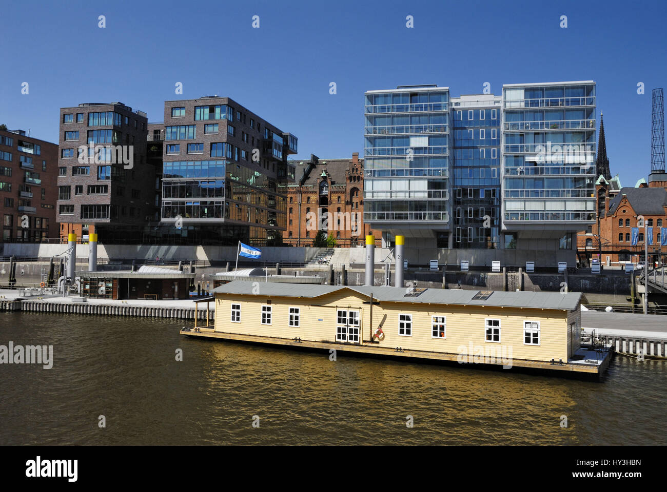 The traditional ship harbour with houseboat in the harbour city of
