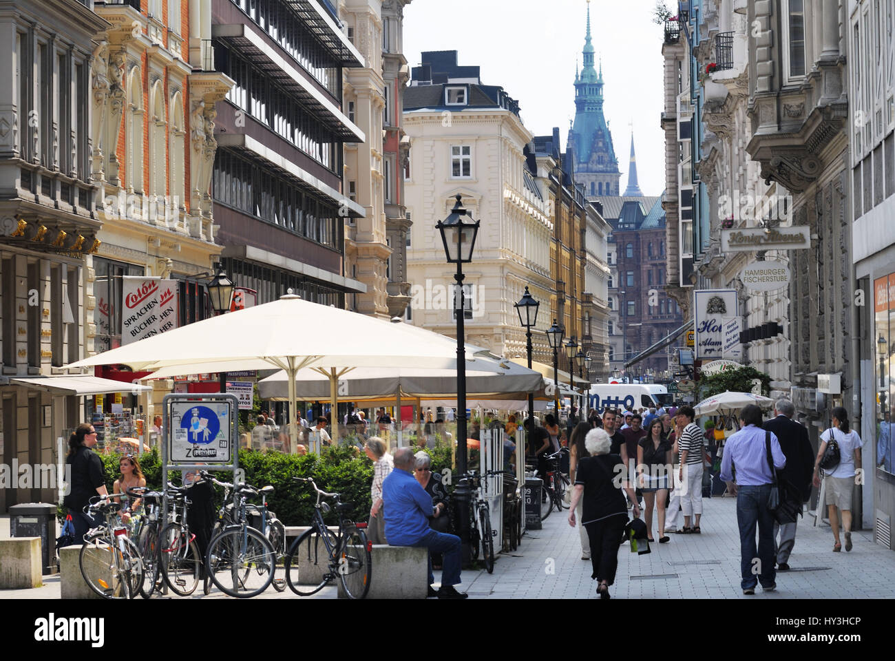 Shopping street Colonnaden in Hamburg, Germany, Einkaufsstraße Stock