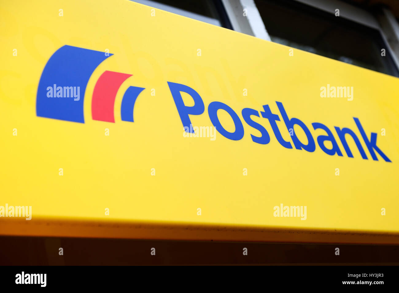 Sign of the postal bank, Schild der Postbank Stock Photo Alamy