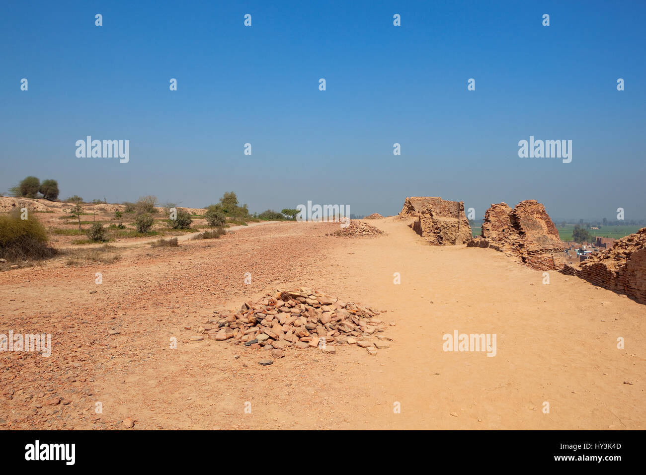 stone and brick surface on top of bhatner fort hanumangarh rajasthan india under a blue sky Stock Photo