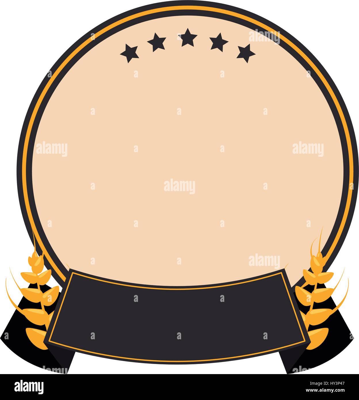emblem and ribbon five stars vector icon illustration Stock Vector ...
