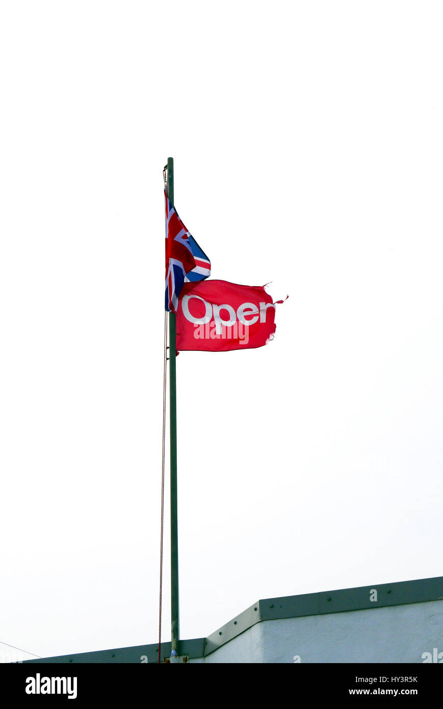 Flags flying saying Britain open Stock Photo Alamy