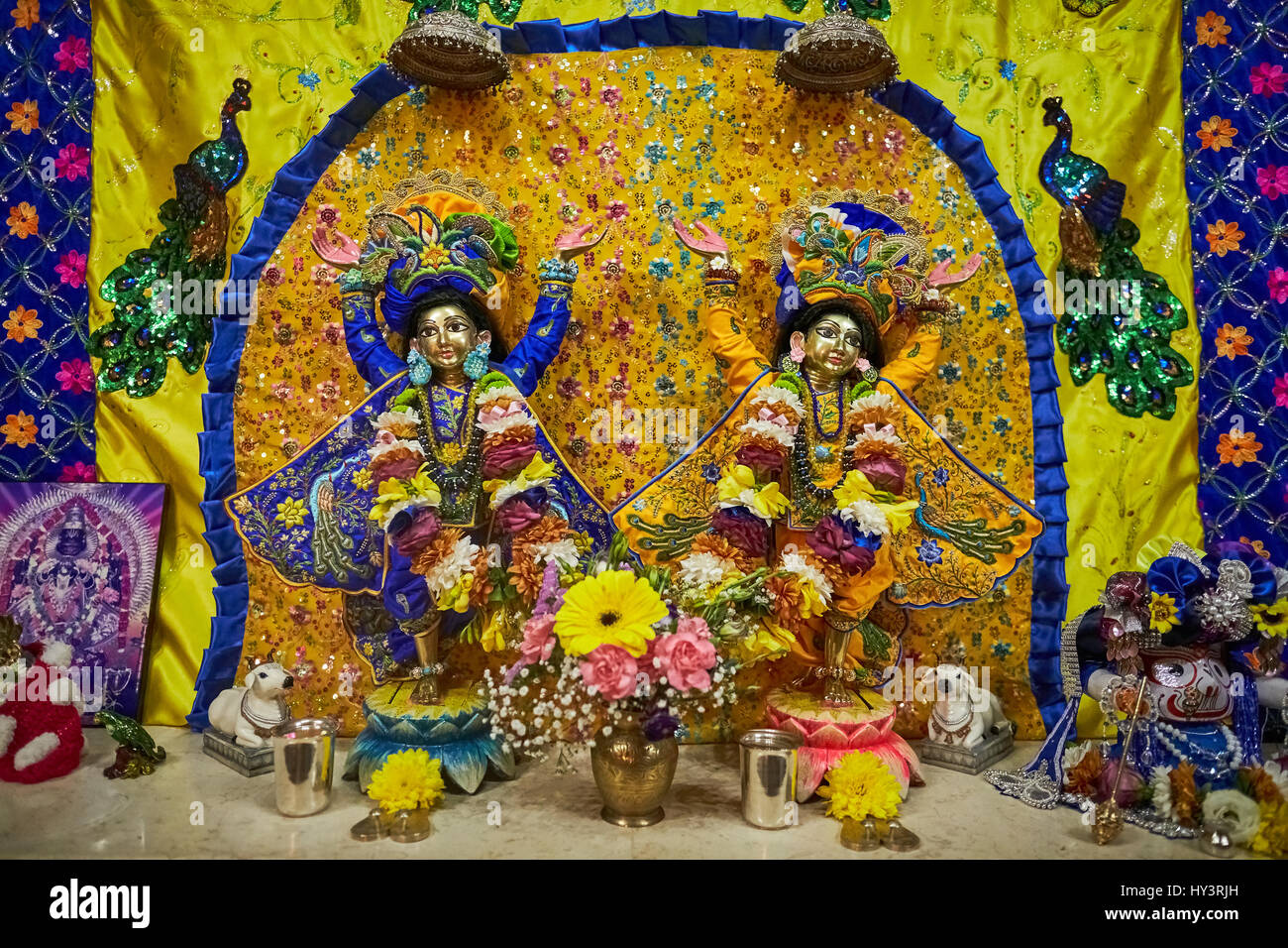 Deities of Hare Krishna Temple, Durban Stock Photo