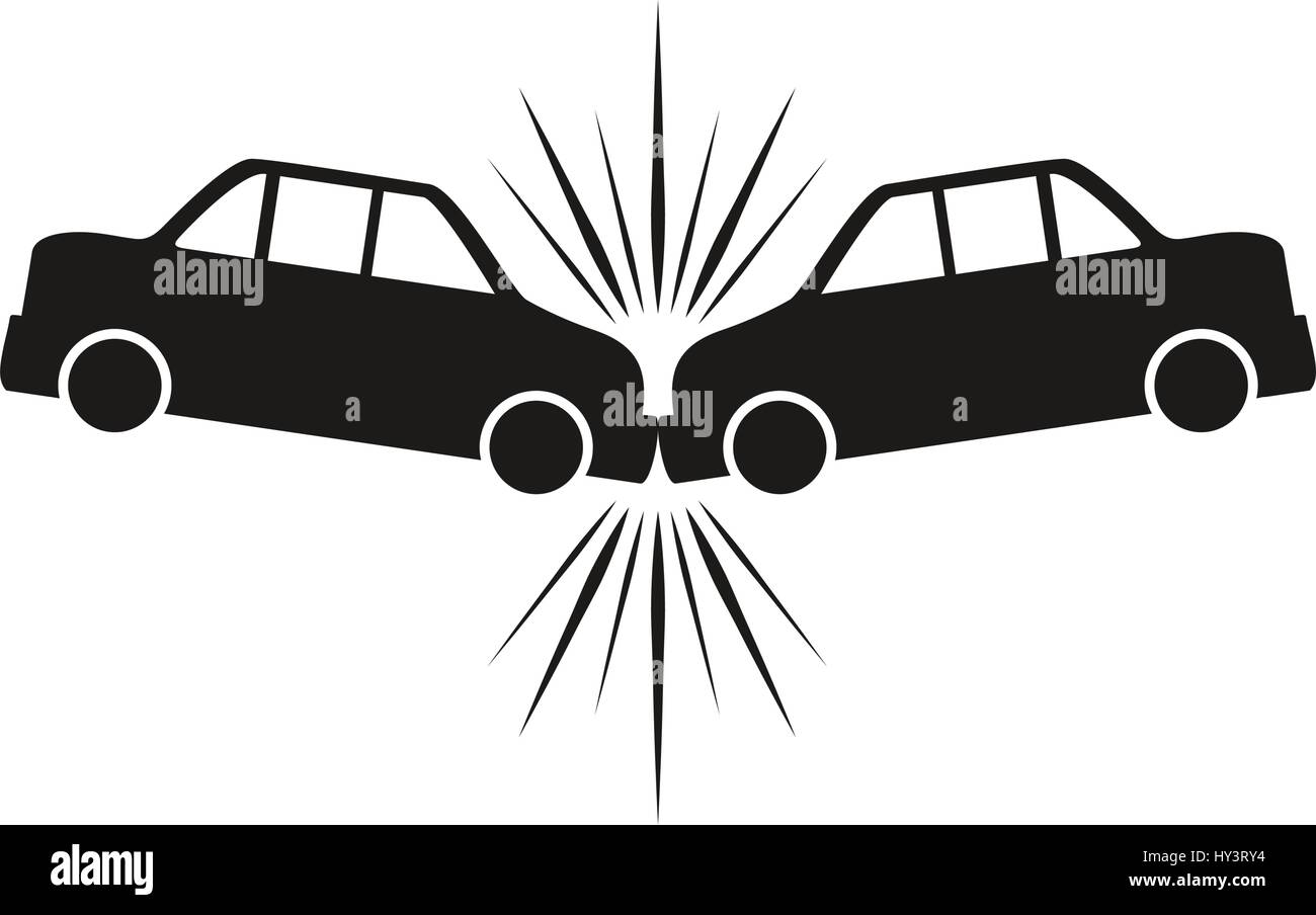 cars crashing accident pictogram vector icon illustration Stock Vector