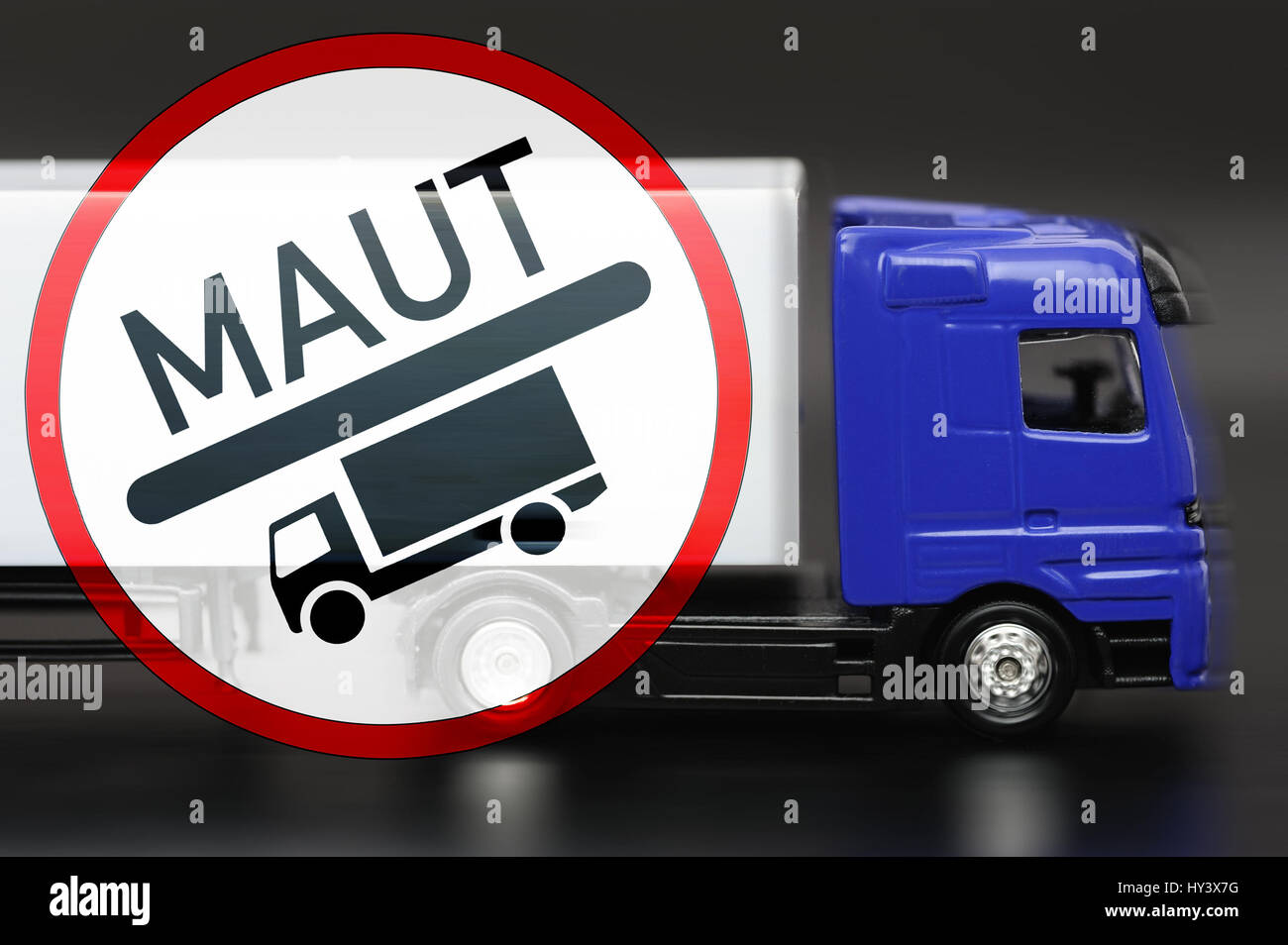 Miniature truck and toll sign, truck toll, Miniatur-LKW und Maut-Schild, LKW-Maut  Stock Photo - Alamy