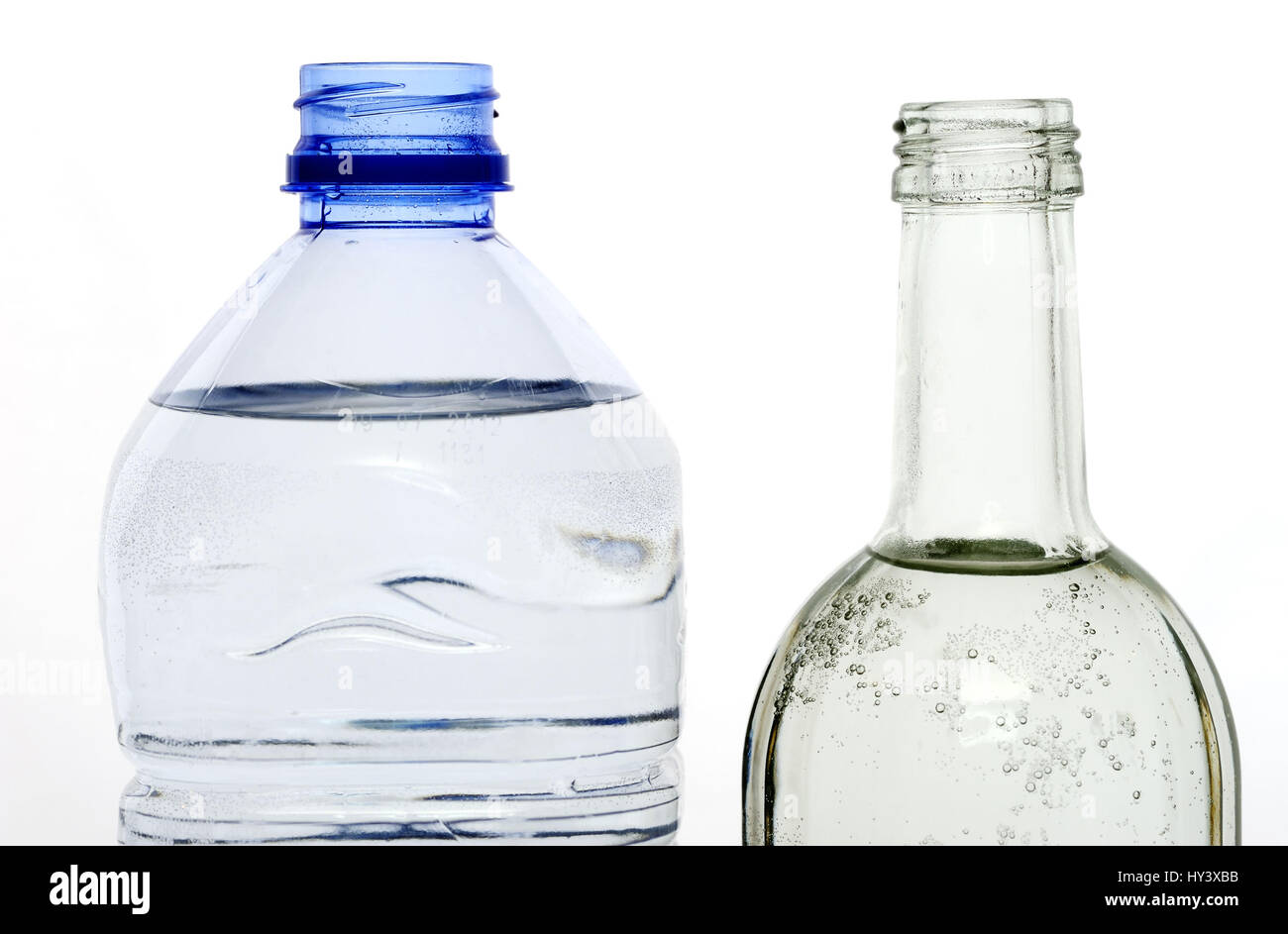 Water bottle of glass and PVC, Wasserflasche aus Glas und PVC Stock Photo