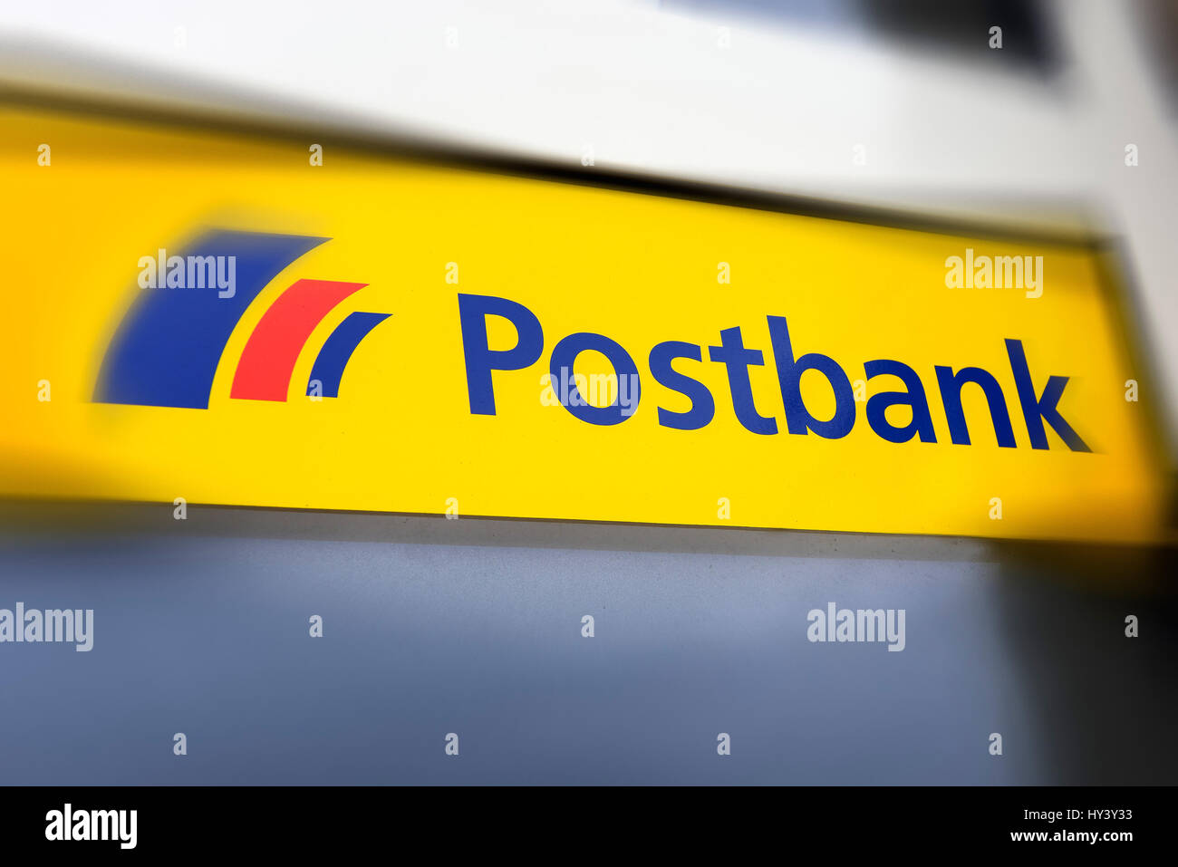 Sign of the postal bank, Schild der Postbank Stock Photo