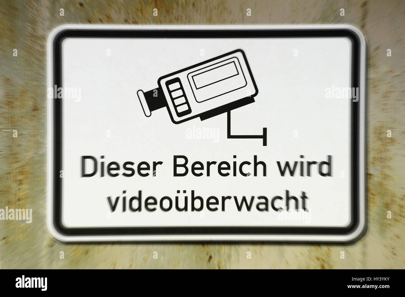 Sign Videosupervision, Schild Videoueberwachung Stock Photo