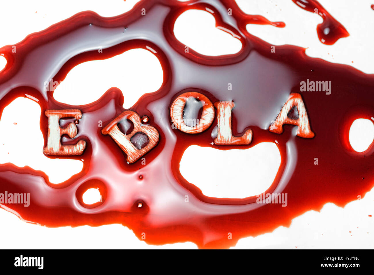 Stroke Ebola in blood, Ebola epidemic, Schriftzug Ebola in Blut, Ebola-Epidemie Stock Photo