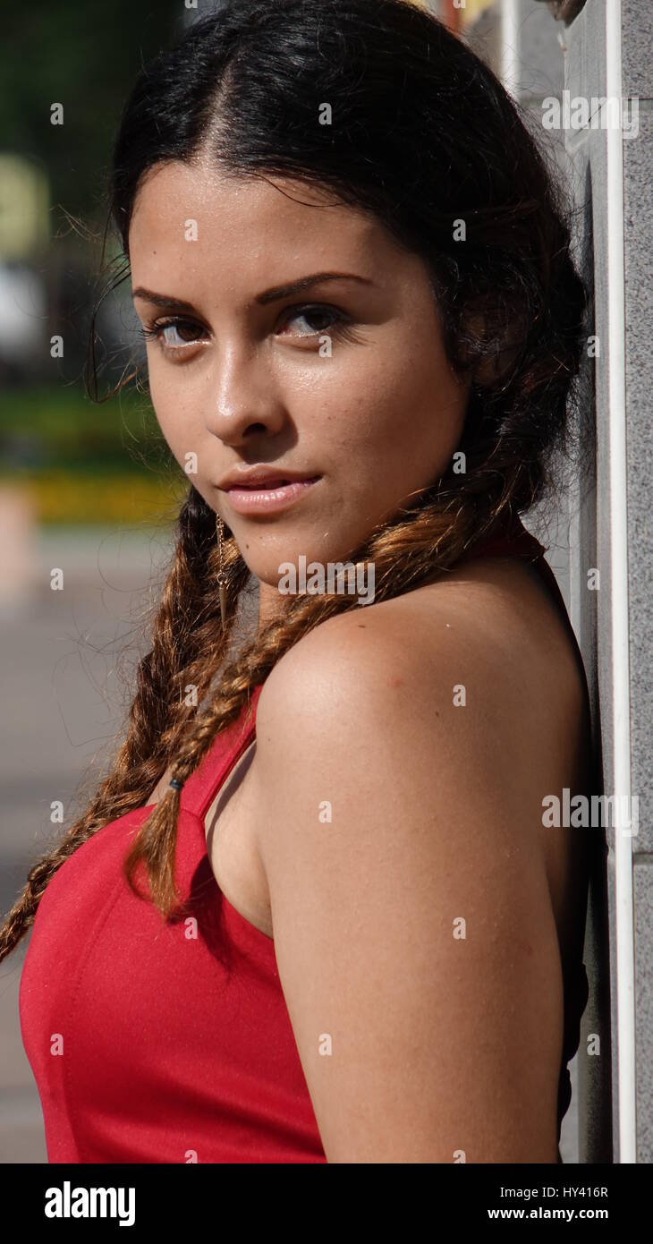 Pretty Teen Girl Braided Hair Stock Photo 137157071 Alamy