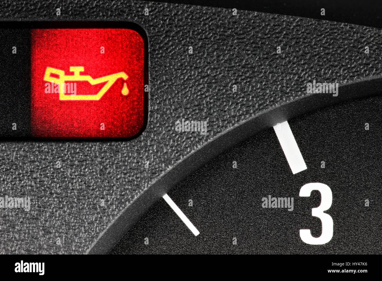 oil warning light in car dashboard Stock Photo