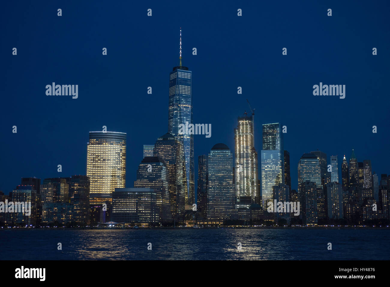 Jersey City, NJ 26 October 2016 =-View of the Lower Manhattan Skyline with the World Trade Center ,  Brookfield Plaza and Battery Park City ©Stacy Walsh Rosenstock Stock Photo