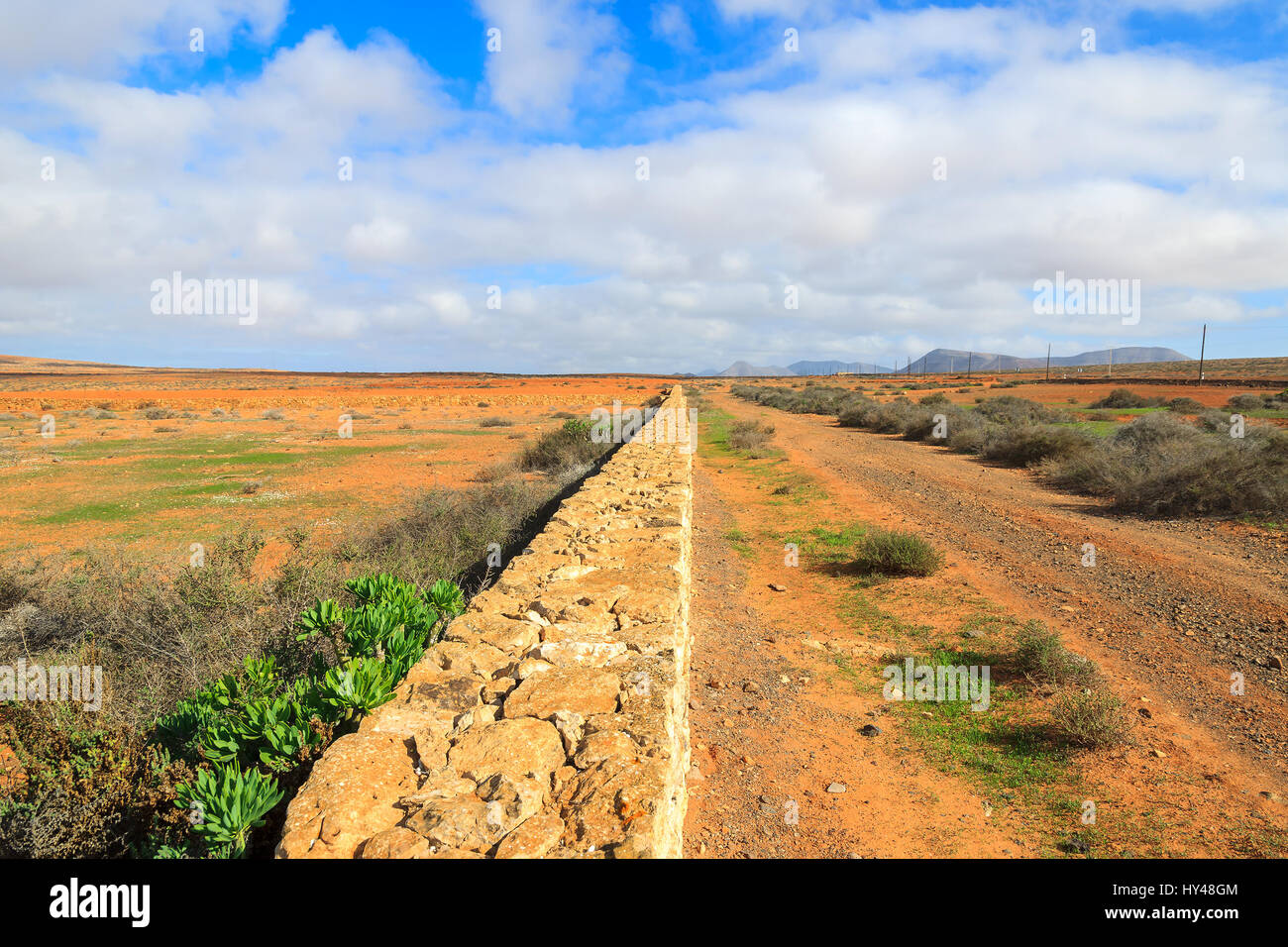 Rural mountain landscape of Fuerteventura island, Spain Stock Photo