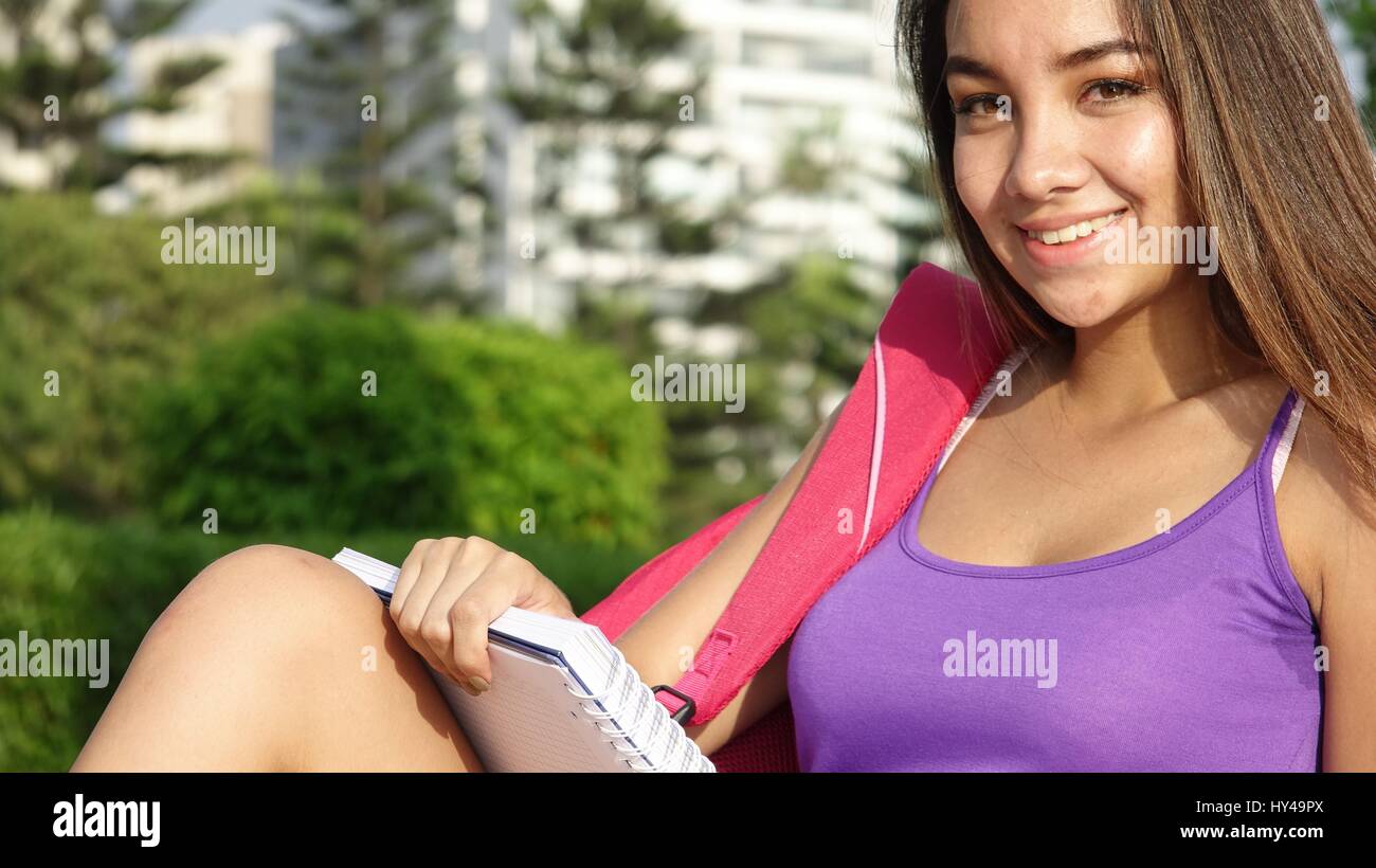 Happy Female Student Stock Photo - Alamy