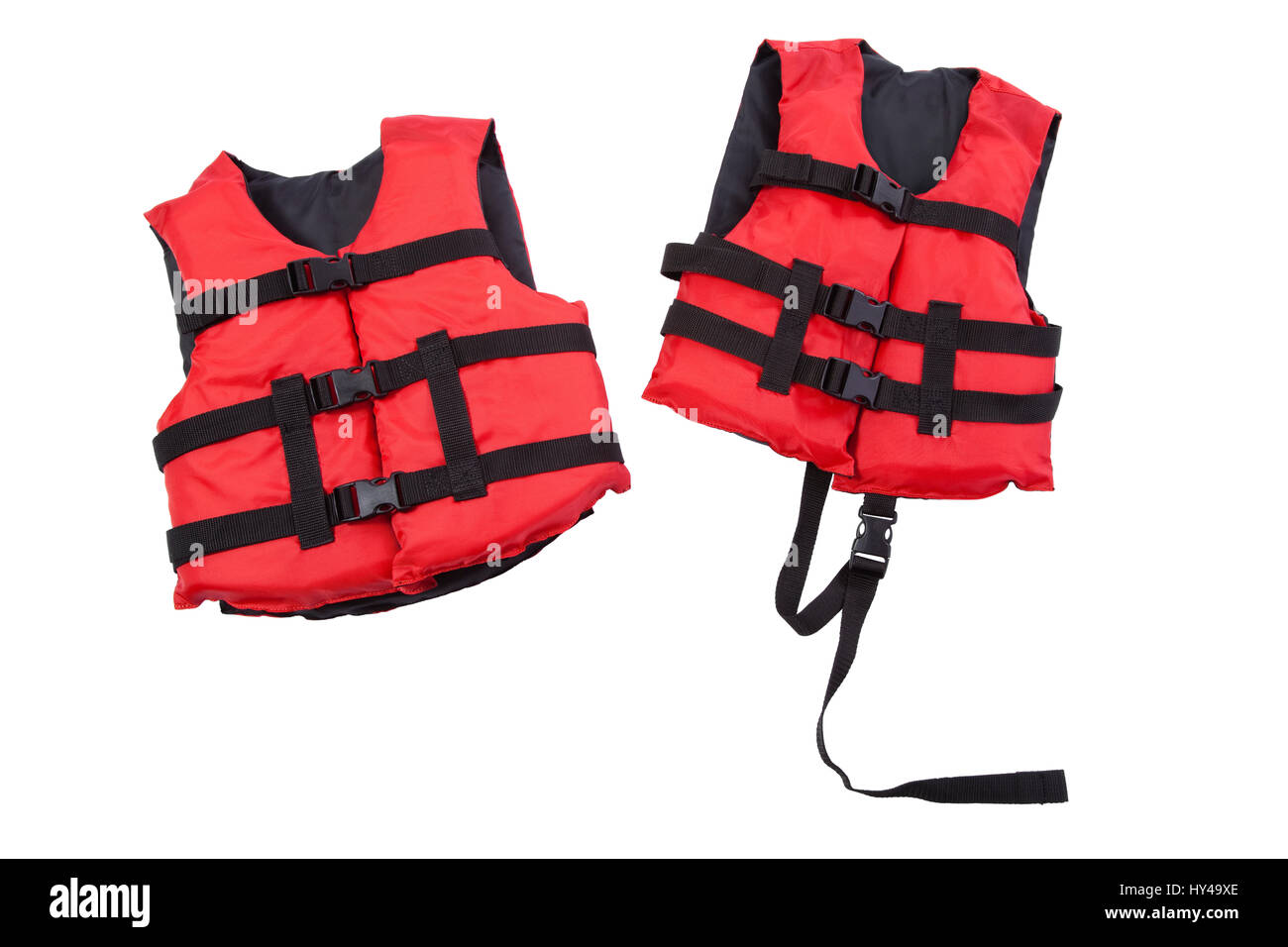 Red youth and child life preservers isolated on white Stock Photo Alamy