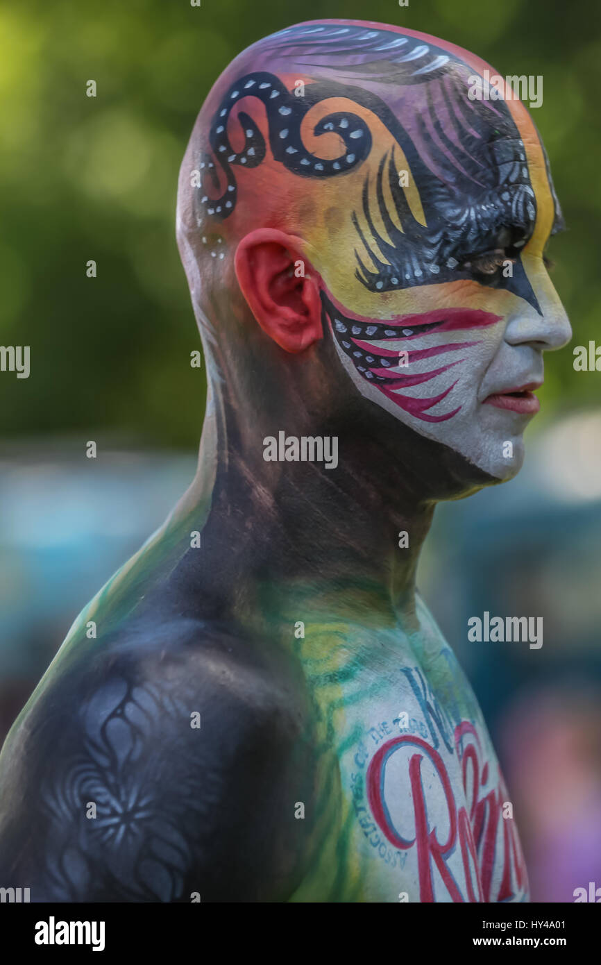 Face and body painting are a big feature of the solstice performers thanks to the skills of