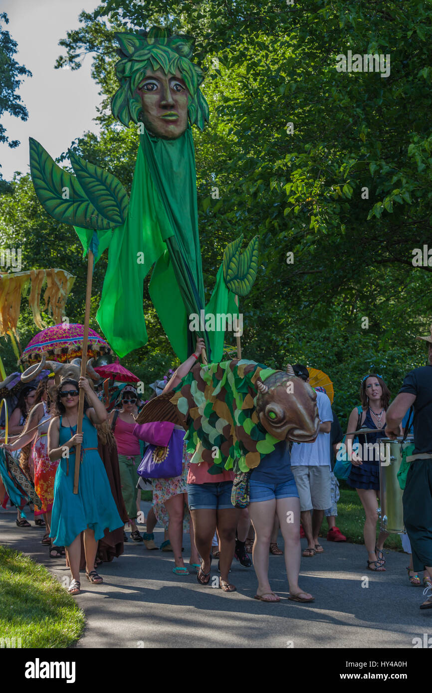 The Summer Solstice Festival has a Parasol Parade with huge puppets
