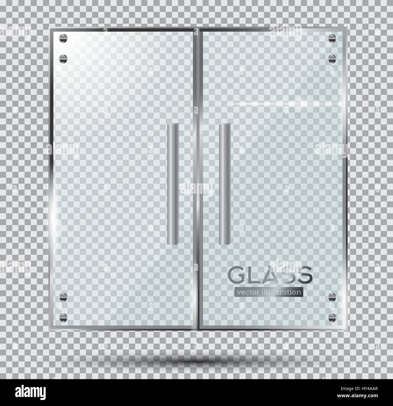 Glass Doors on Transparent Background. Vector Illustration. Stock Vector