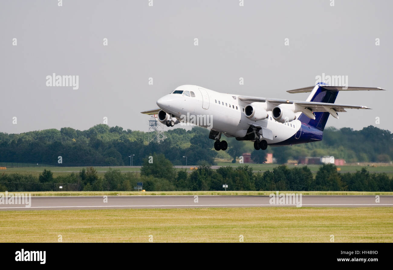Aeroplane taking off on a runway Stock Photo Alamy