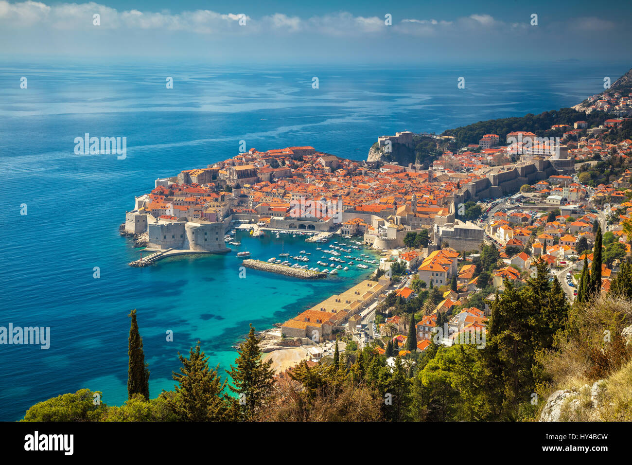 Dubrovnik, Croatia. Beautiful romantic old town of Dubrovnik during sunny day, Croatia,Europe. Stock Photo