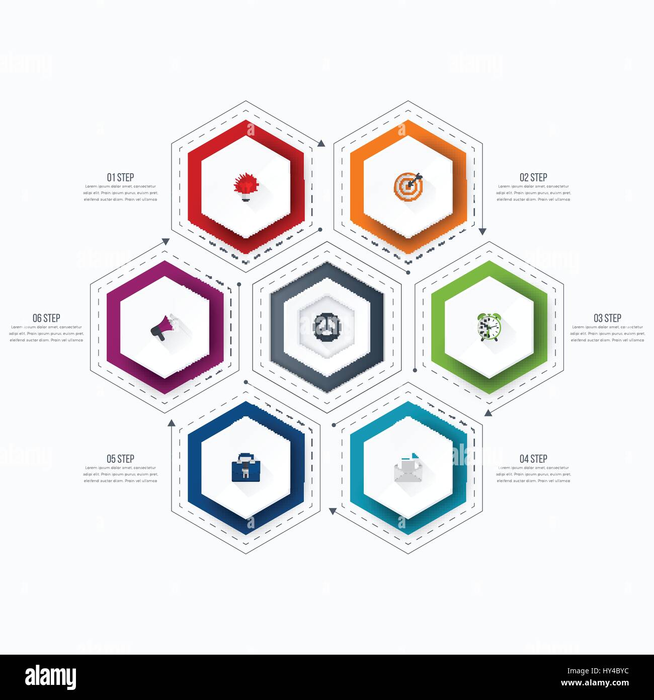 Infographics template 6 options with hexagon Stock Vector Image & Art ...