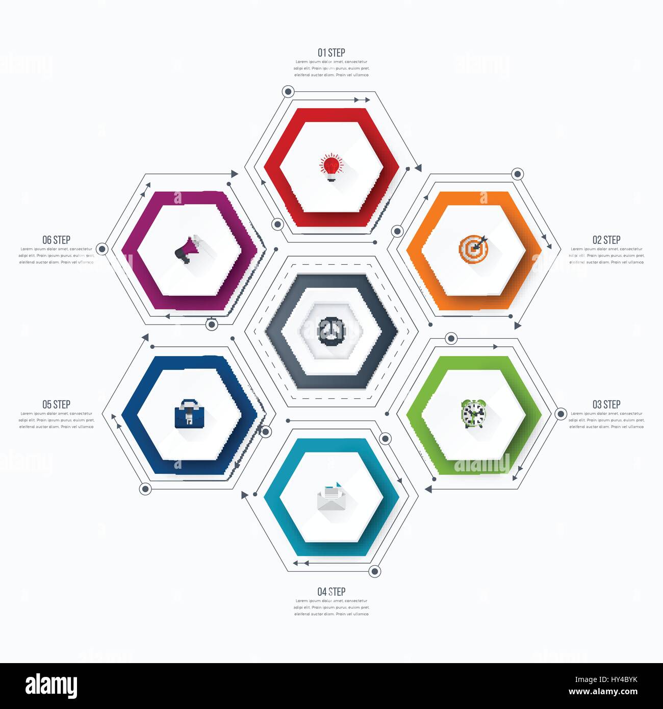 Infographics template 6 options with hexagon Stock Vector Image & Art ...