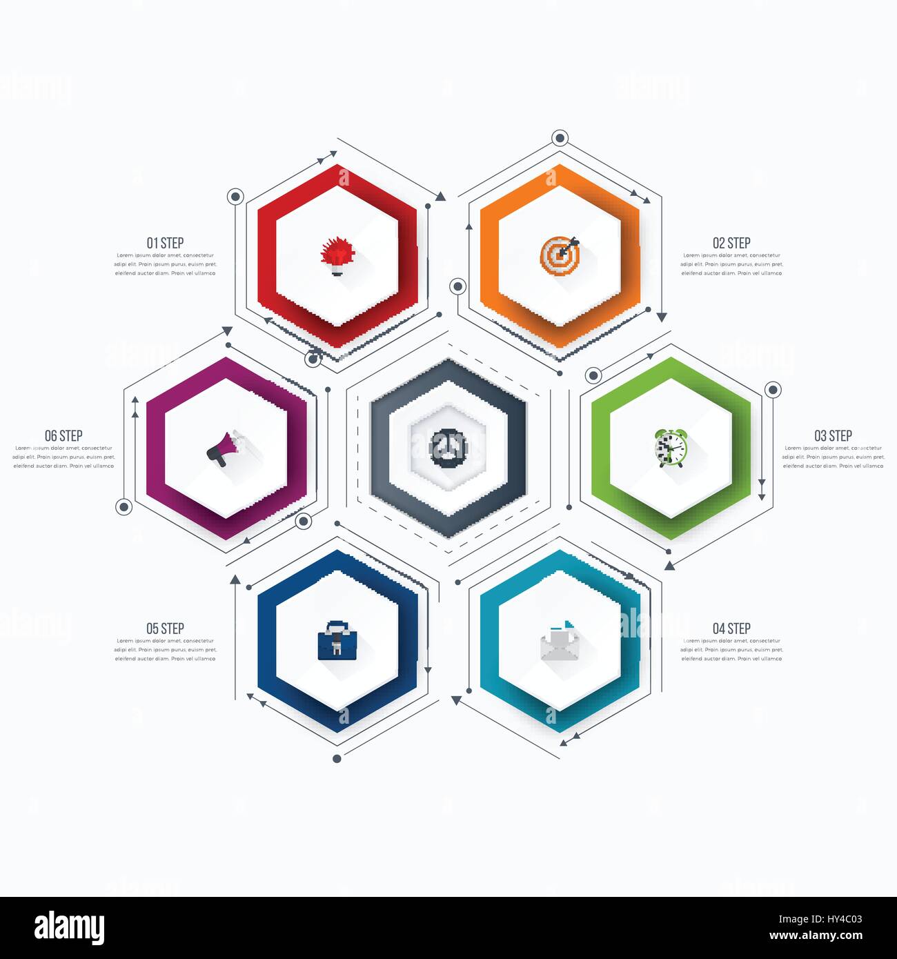 Infographics template 6 options with hexagon Stock Vector Image & Art ...