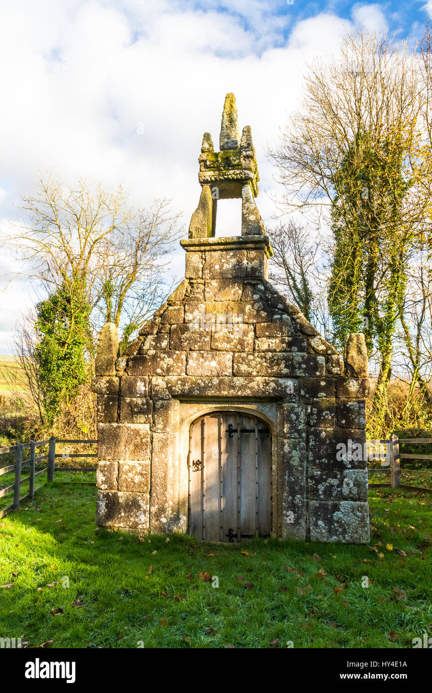 Dupath Well is dedicated to St Ethelred built over a spring. Dupath, Callington, Cornwall, England, United Kingdom. Stock Photo