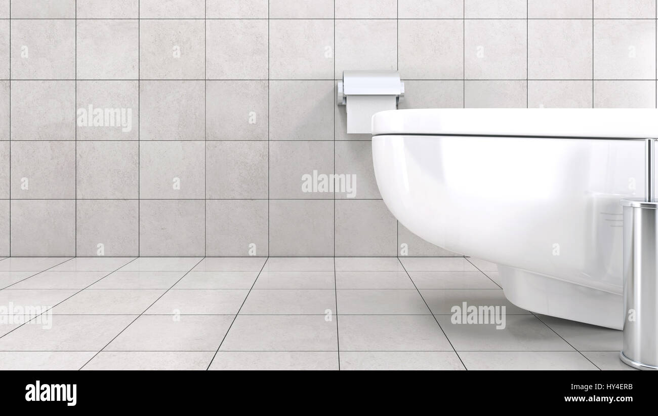 White toilet bowl in a modern bathroom Stock Photo - Alamy
