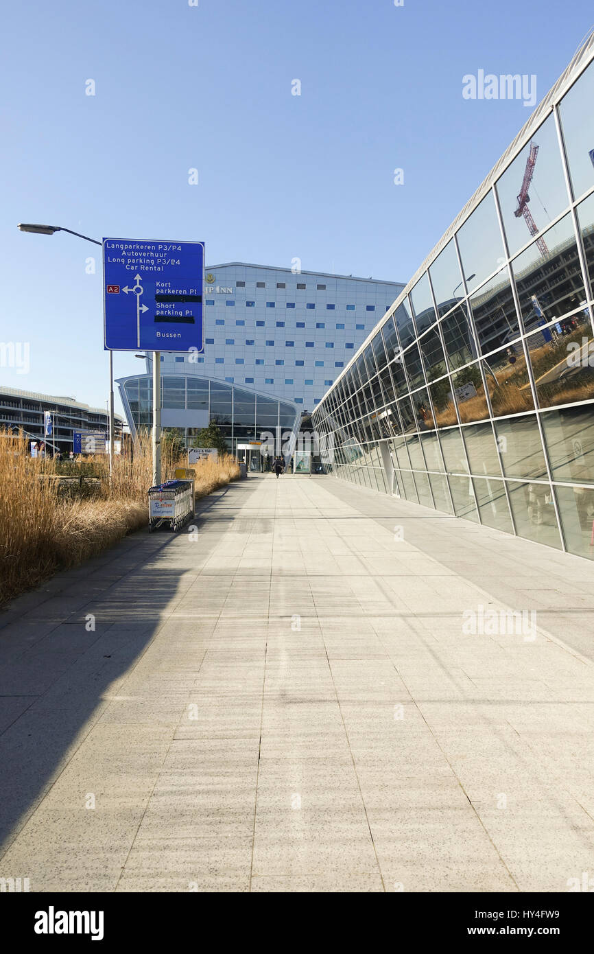 Airport Eindhoven with Tulip Inn Hotel in background. Limburg, Netherlands Stock Photo