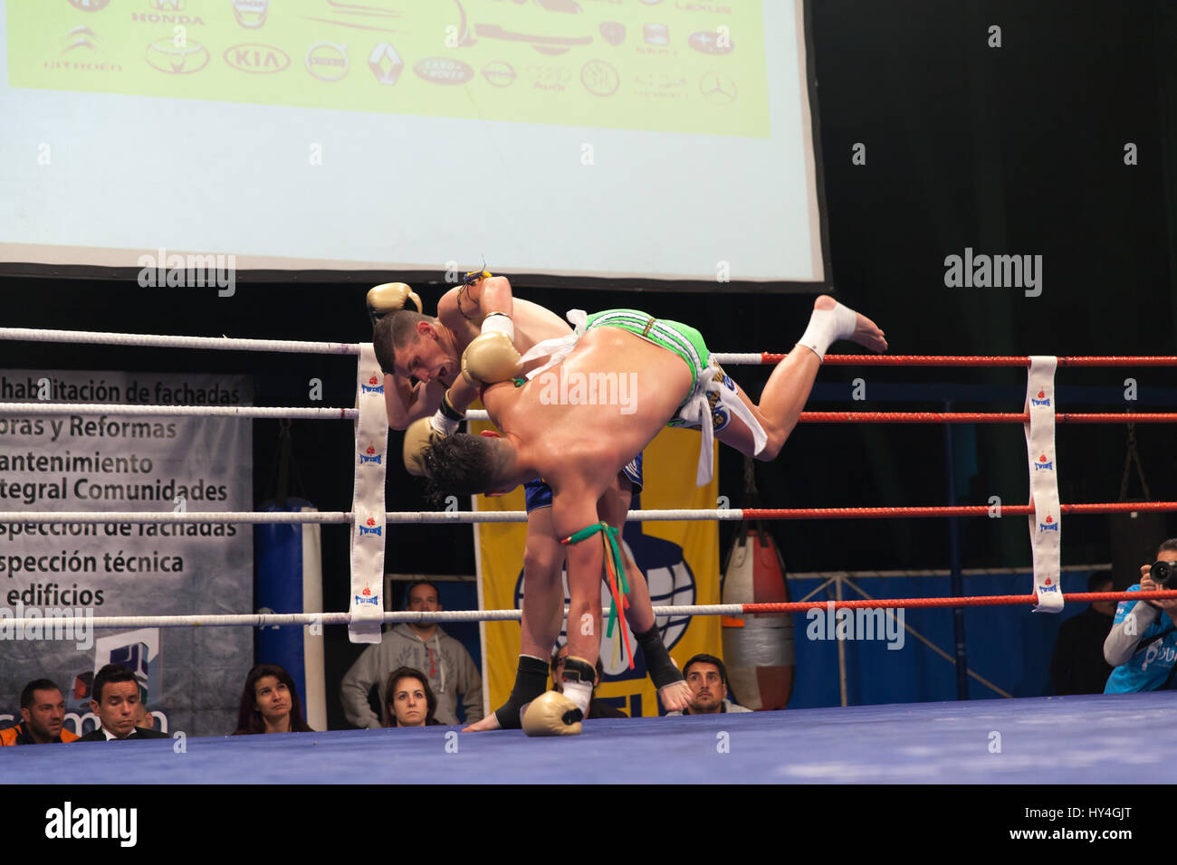 male versus male kickboxing match Stock Photo - Alamy