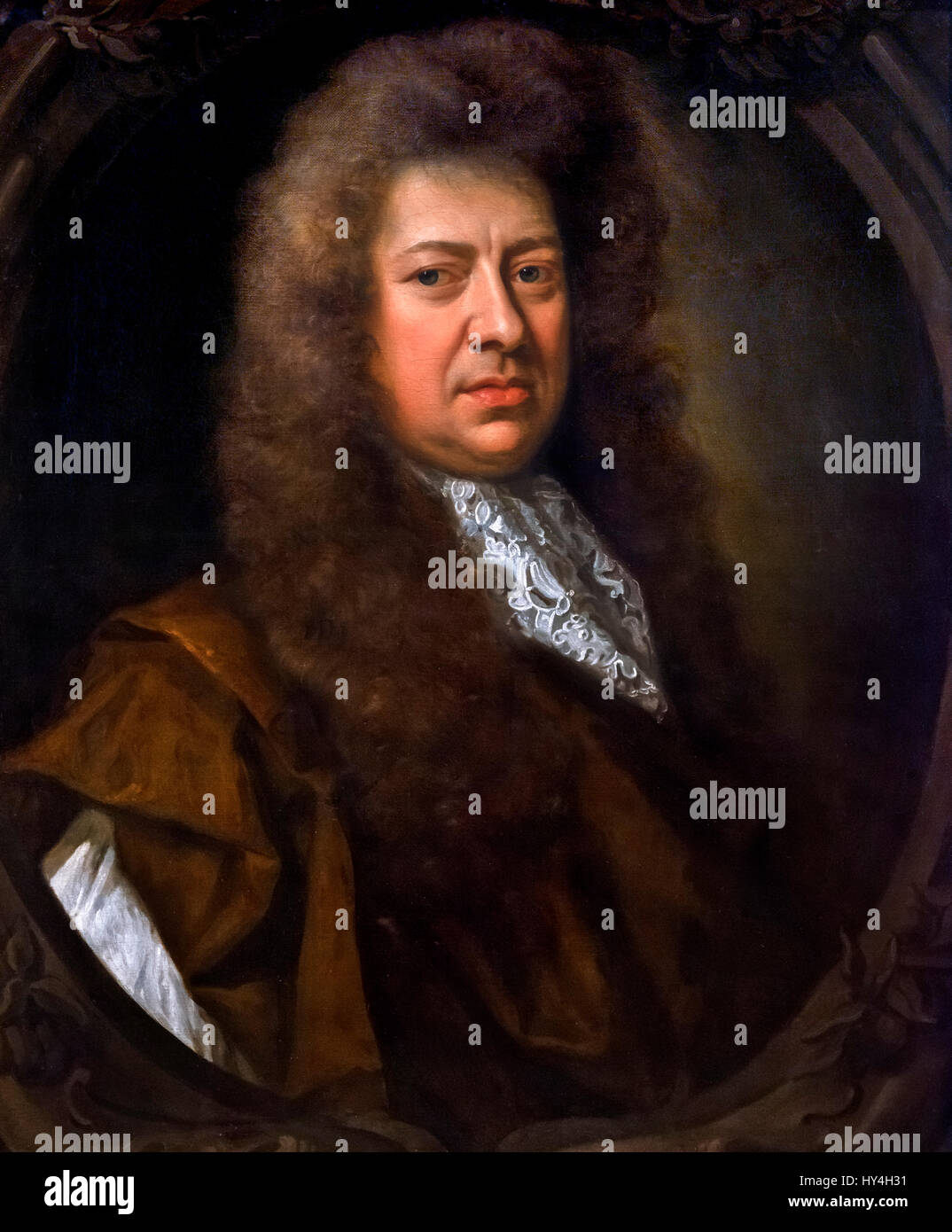 Samuel Pepys. Portrait of the 17thC English diarist, Samuel Pepys (1633-1703), by Sir Geoffrey Kneller, oil on canvas, c.1689 Stock Photo