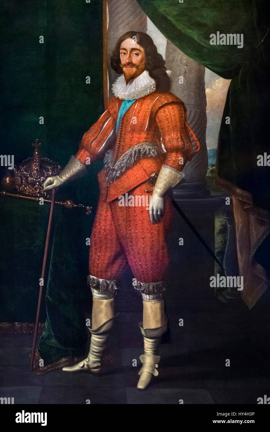 Charles I. Portrait of King Charles I of England by Daniel Mytens the Elder, oil on canvas, c.1631 Stock Photo