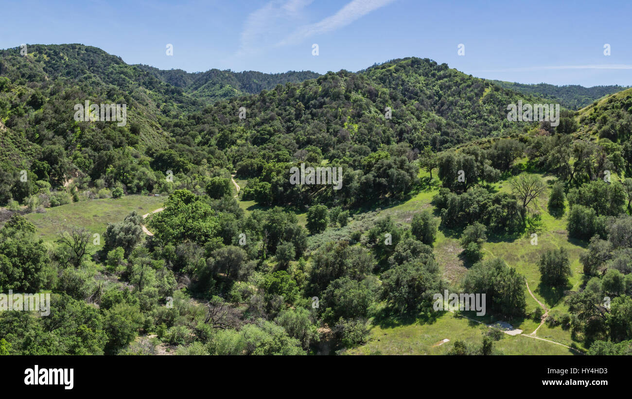 Southern California walking trail in the hills and valleys near Los