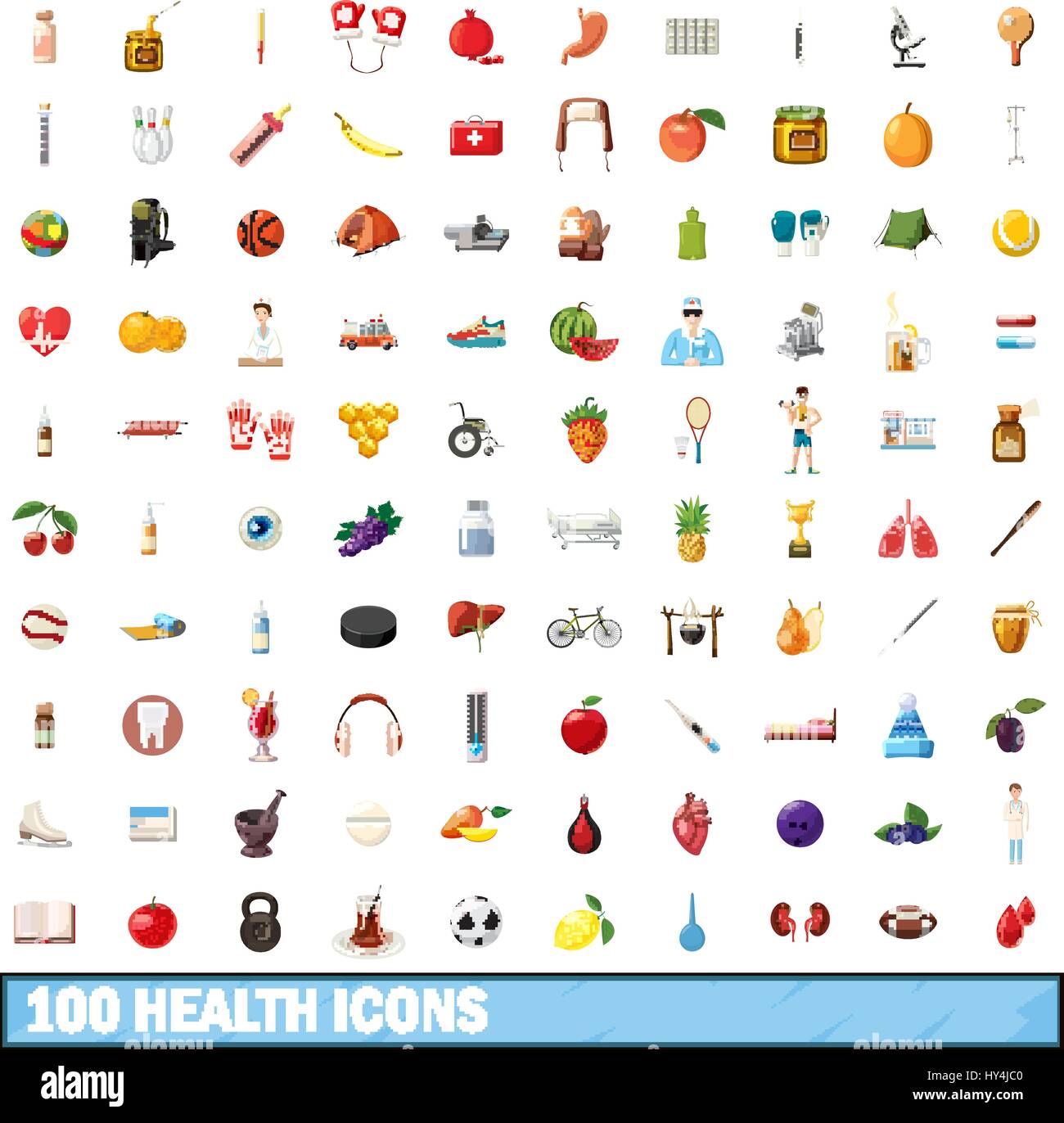 100 health icons set, cartoon style Stock Vector Image & Art - Alamy