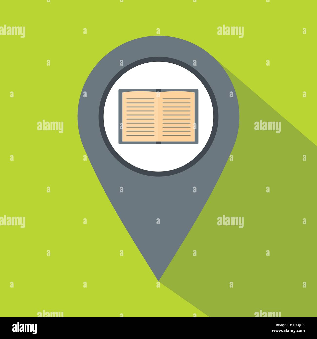 Gray map pointer with book icon, flat style Stock Vector Image & Art ...