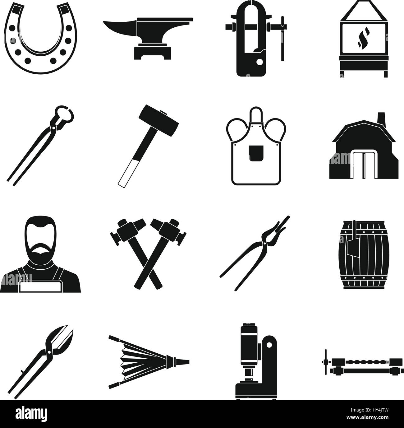 Blacksmith icons set, simple style Stock Vector Image & Art - Alamy