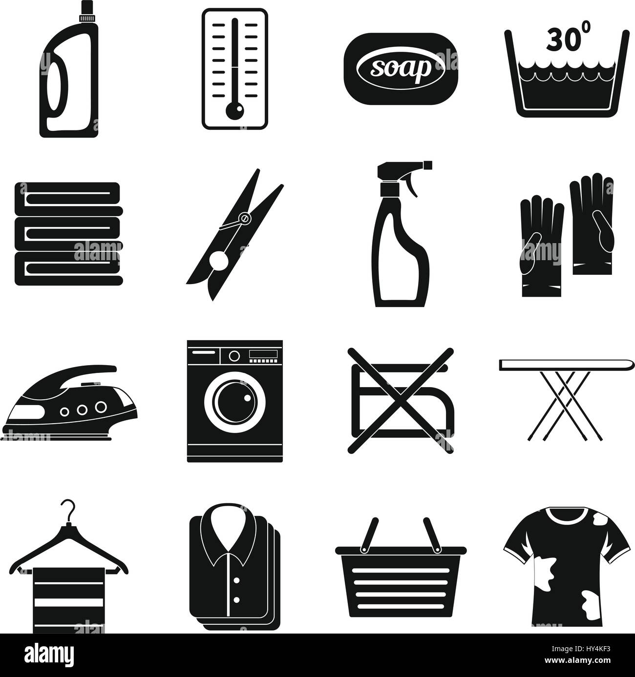 Laundry icons set, simple style Stock Vector Image & Art Alamy