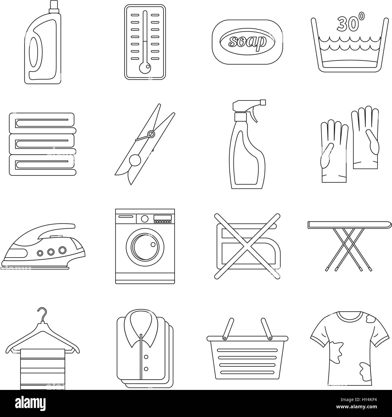Laundry icons set, outline style Stock Vector Image & Art Alamy