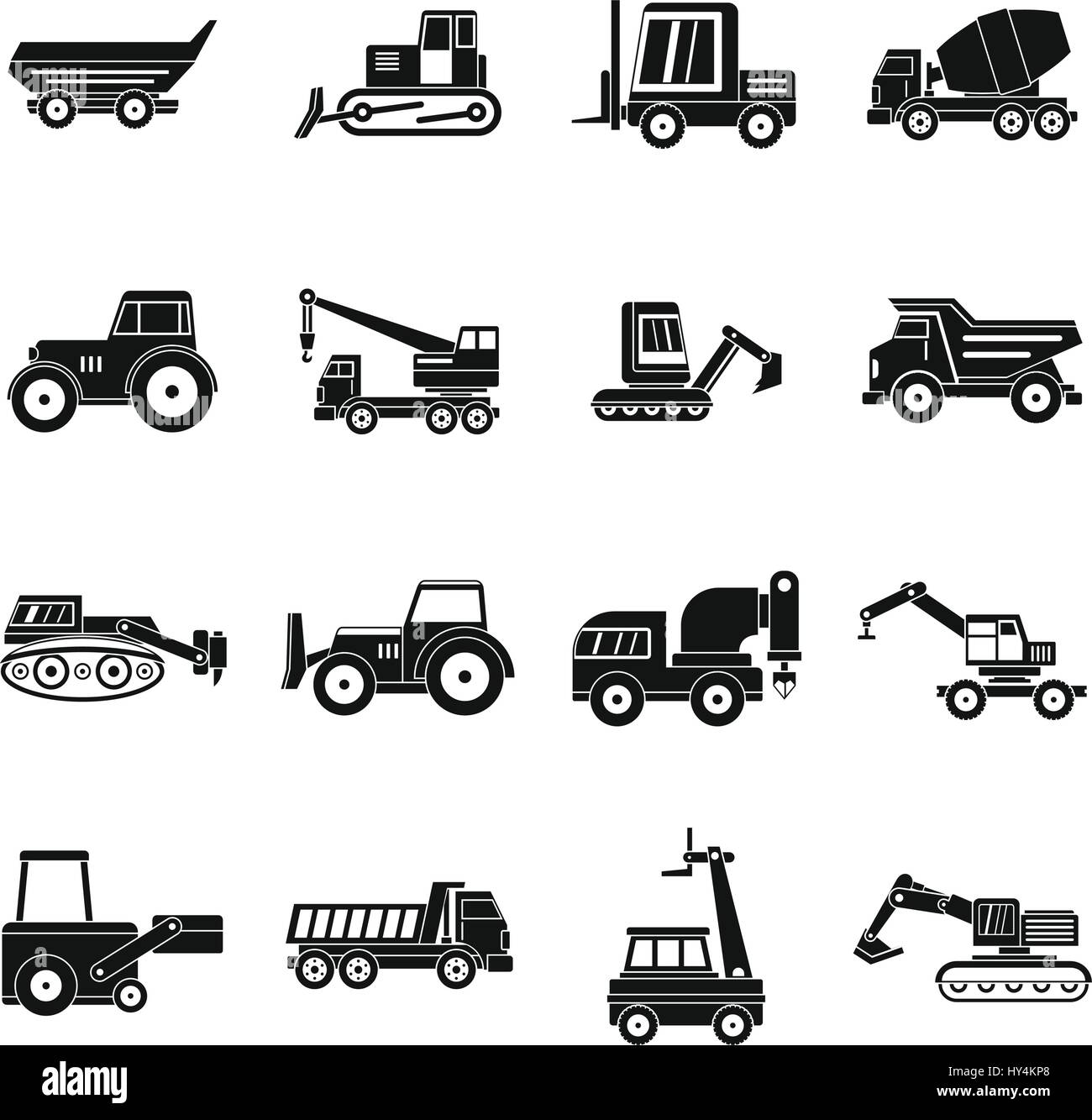 Building vehicles icons set, simple style Stock Vector