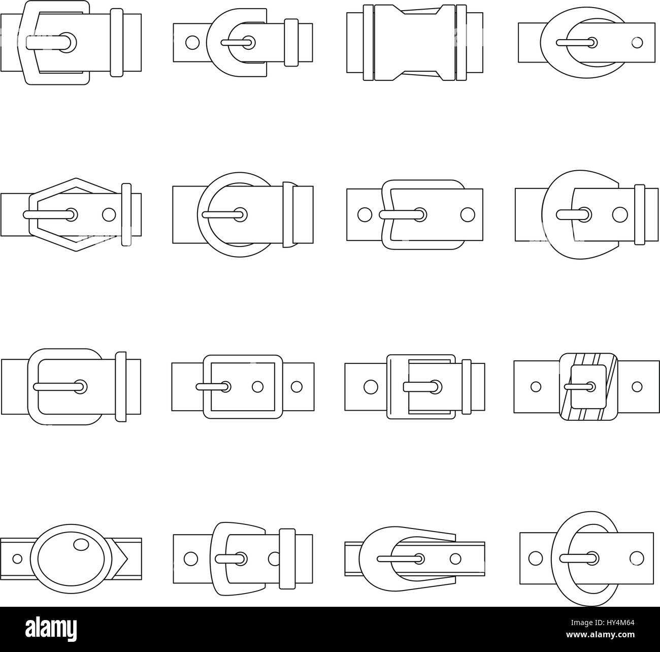 Belt buckles icons set, outline style Stock Vector Image & Art Alamy