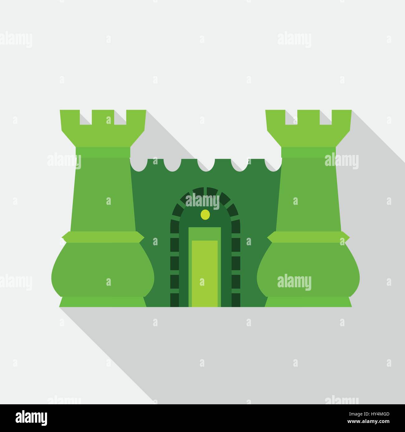 Green ancient fortress with towers icon flat style Stock Vector Image ...