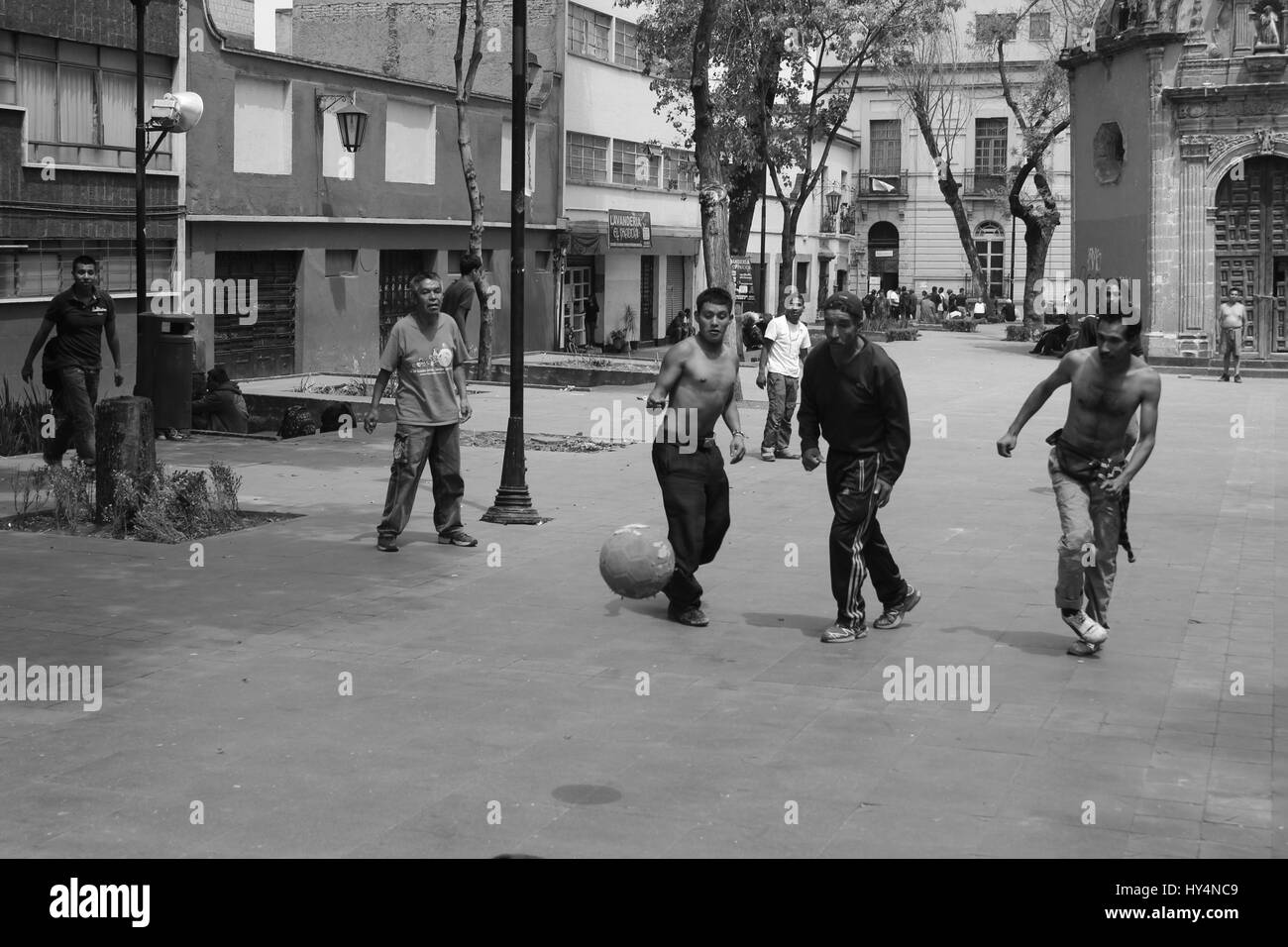 Street soccer in Mexico City. Stock Photo