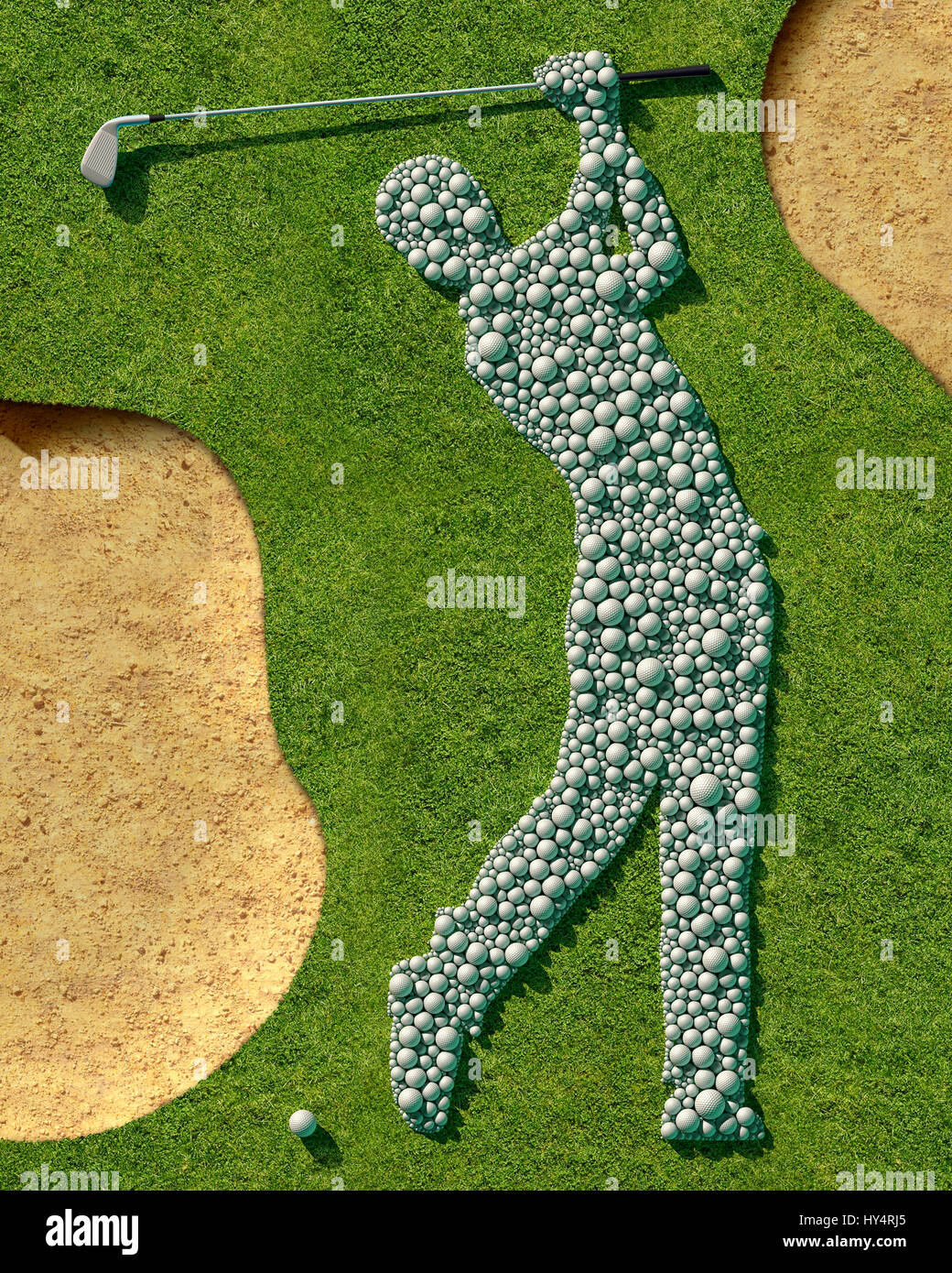 Golf course, grass, bunker, Detail, Symbol, golfer, balls, golf balls, golf clubs, Stock Photo